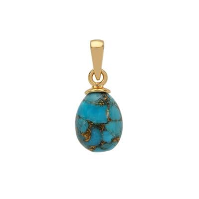 Copper Mojave Turquoise Pendant in Gold Plated Sterling Silver 6.80ct