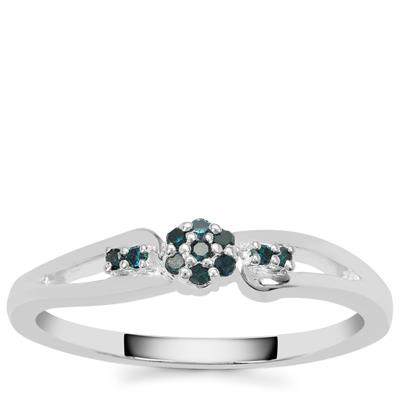 Blue Diamonds Ring in Sterling Silver 0.08ct