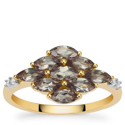 East African Colour Change Garnet & White Zircon 9K Gold Ring ATGW 1.50cts