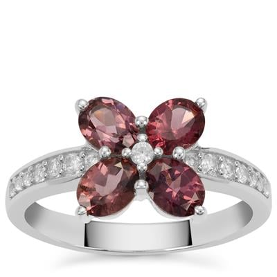 Mahenge Purple Spinel Ring with White Zircon in Sterling Silver 1.70cts