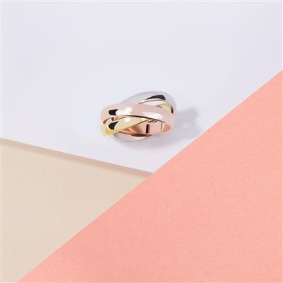 Ring in Three Tone Gold Plated Sterling Silver