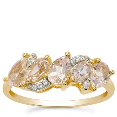 Idar Pink Morganite Ring with White Zircon in 9K Gold 1.55cts 
