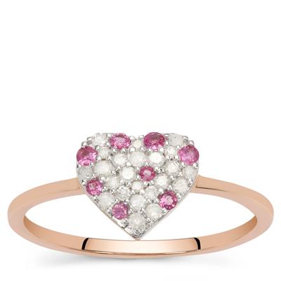 Pink Sapphire Ring with Diamond in 9K Rose Gold 0.32ct