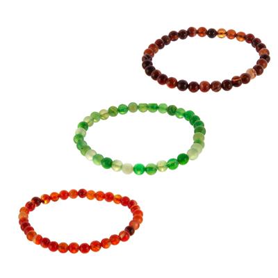 Multi-Colour Banded Agate Set of 3 Stretchable Bracelets 158cts
