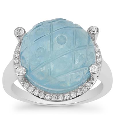 Alaotra Aquamarine Ring with White Zircon in Sterling Silver 11.05cts