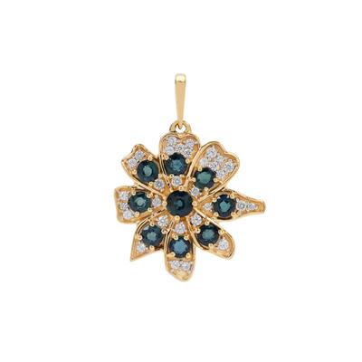 Natural Royal Blue Sapphire Pendant with White Zircon in 9K Gold 2cts