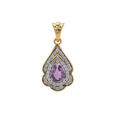 Natural Purple Sapphire Pendant with Diamonds in 18K Gold 0.85ct