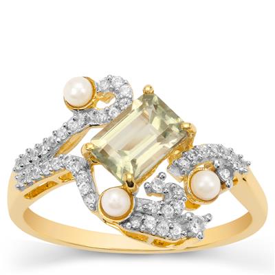 Csarite®, Seed Pearl Ring with White Zircon in 9K Gold (2.30mm)