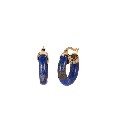Sar-i-Sang Lapis Lazuli Gold Tone Sterling Silver Earrings 21.50cts