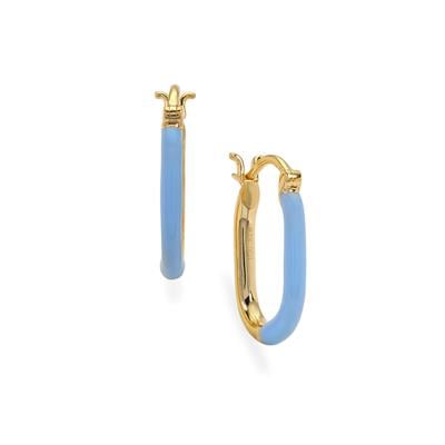 Molte Sky Blue Enamel Hoop Earrings in Gold Plated Sterling Silver 