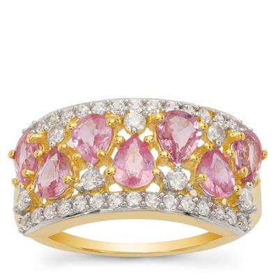 Madagascan Pink Sapphire & White Zircon 9K Gold Tomas Rae Ring ATGW 2.40cts