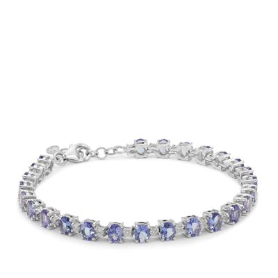 Tanzanite Bracelet with White Zircon in Sterling Silver 9.65cts