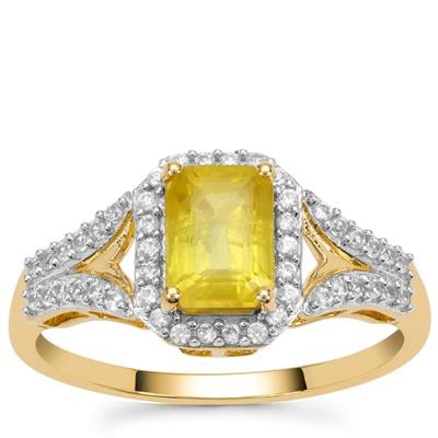 Bankaja Sapphire & White Zircon 9K Gold Ring ATGW 1.70cts