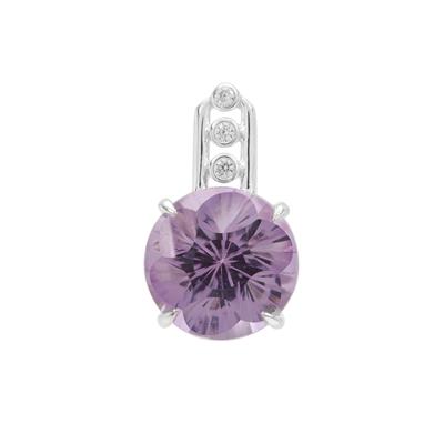 Polka Cut Bahia Amethyst Pendant with White Zircon in Sterling Silver 3.60cts