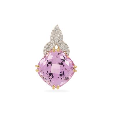 Mawi Kunzite Pendant with Diamonds in 18K Gold 10.11cts