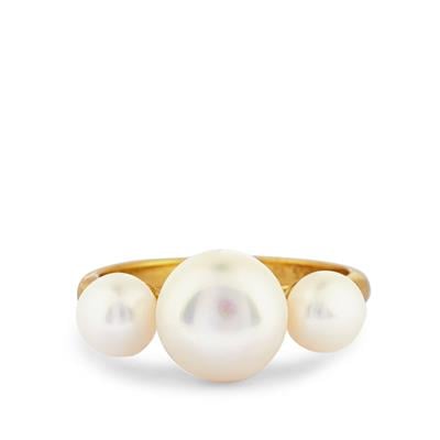 Freshwater Cultured Pearl Ring  in Gold Tone Sterling Silver 