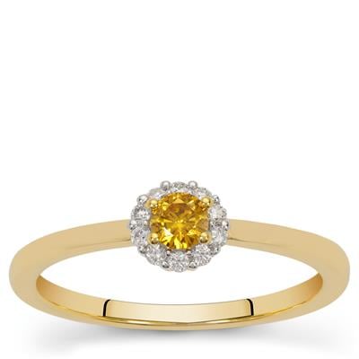 Natural Fire Diamond Ring with White Diamond in 9K Gold 0.25ct
