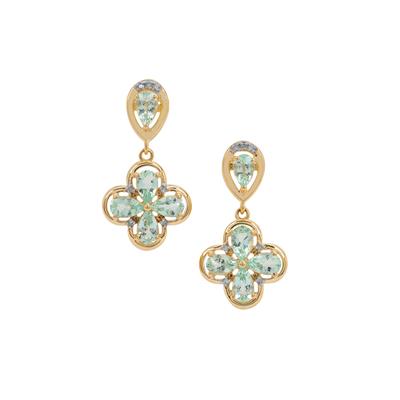 Aquaiba™ Beryl Earrings with Diamonds in 9K Gold 1.80cts