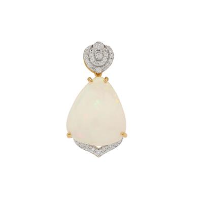 Ethiopian Opal Pendant with Diamond in 18K Gold 10.45cts