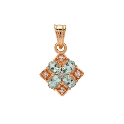 Aquaiba™ Beryl, Cherry Bossom™ Morganite Pendant Diamond with in 9K Rose Gold 0.60cts