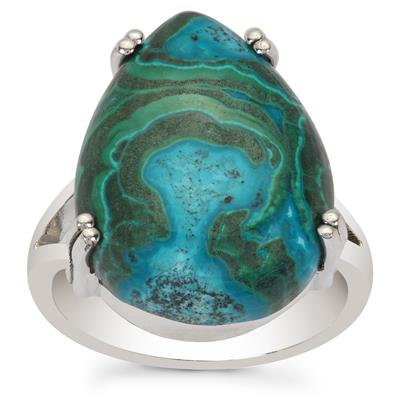 Chrysocolla Malachite Ring in Sterling Silver 17cts