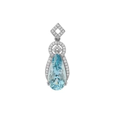 Aquamarine Pendant with Diamonds in Platinum 950 6.10cts