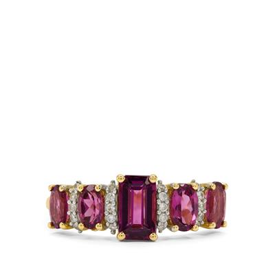 Comeria Garnet Ring with White Zircon in 9K Gold 2.20cts