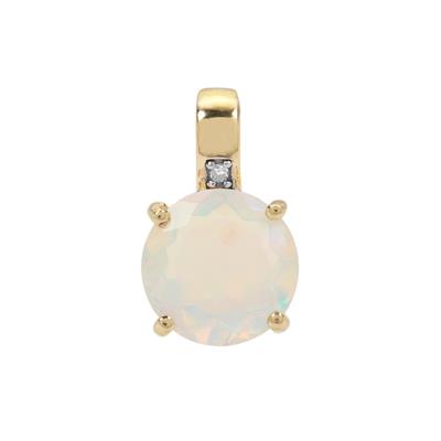 Ethiopian Opal Pendant with Diamond in 9K Gold 1.25cts