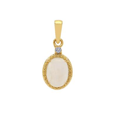 Rainbow Moonstone Pendant with Tanzanite in Gold Plated Sterling Silver 2.45cts