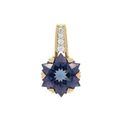 Wobito Snowflake Cut Arusha Blue Topaz Pendant with White Zircon in 9K Gold 5.80cts