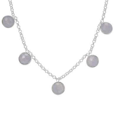Blue Lace Agate Necklace in Sterling Silver 17.30cts