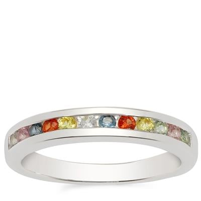 Rainbow Sapphire Eternity Ring with Multi Gemstone in Sterling Silver 0.50ct