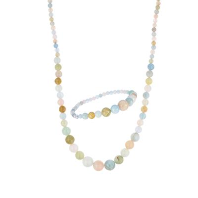 Brazilian Multi Beryl Round Bead Necklace - 45cm Length With 10mm Natural Stone Beads