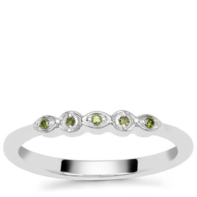 Green Diamond Ring in Sterling Silver