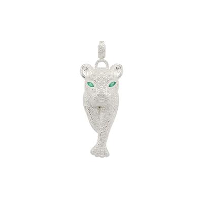 Zambian Emerald Pendant with White Zircon in Sterling Silver 0.85cts
