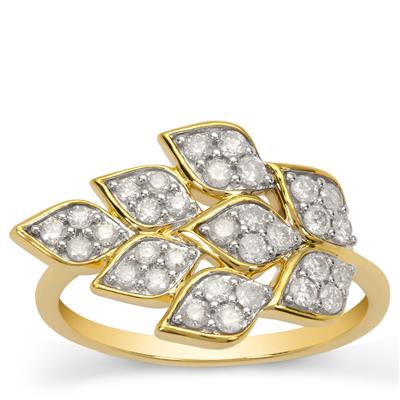 'Autumn Leaves'  Diamonds Ring in 9K Gold 0.51ct