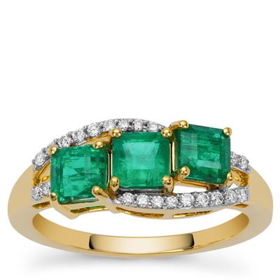 Panjshir Emerald Ring with Diamonds in 18K Gold 1.75cts