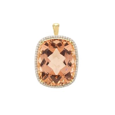 AAAA Morganite Pendant with Diamonds in 18K Gold 43.96cts 