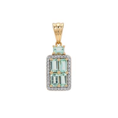 Nigerian Emerald Pendant with White Zircon in 9K Gold 1.40cts