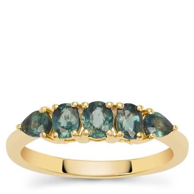 Australian Teal Sapphire Ring in 9K Gold 1cts