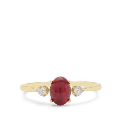 Greenland Ruby Ring with Canadian Diamonds in 9K Gold 1.51cts