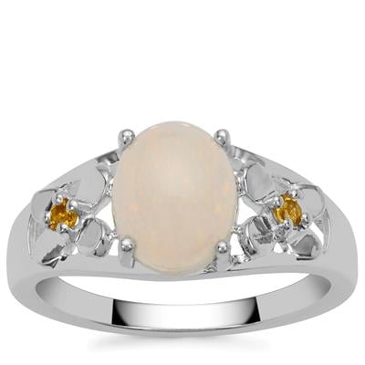 Ethiopian Opal Ring with Diamantina Citrine in Sterling Silver 1cts