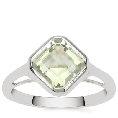 Green Amethyst Ring in Sterling Silver 2.50cts