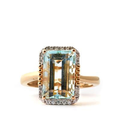 Aquamarine Ring with Diamond in 18k Gold 5.70cts