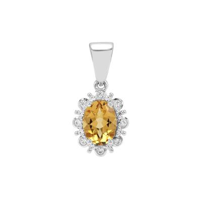 Xia Heliodor Pendant with White Zircon in Sterling Silver 1.25cts
