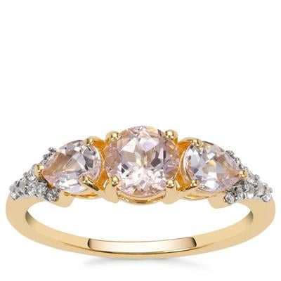 Idar Pink Morganite Ring with White Zircon in 9K Gold 1.25cts