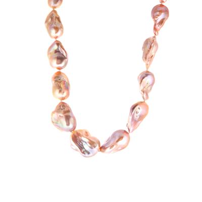 Naturally Bi-Colour Baroque Fireball Pearl Sterling Silver Necklace (14 X 23mm)