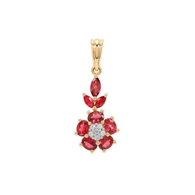 Burmese Red Spinel Pendant with White Zircon in 9K Gold 1.20cts