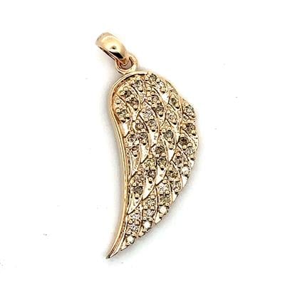 Argyle Champagne Diamond Angel Wing Pendant in 9K Gold 0.34ct