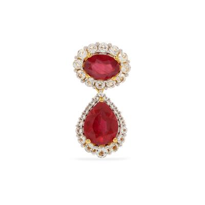 Bemainty Ruby Pendant with White Topaz in Gold Plated Sterling Silver 4cts